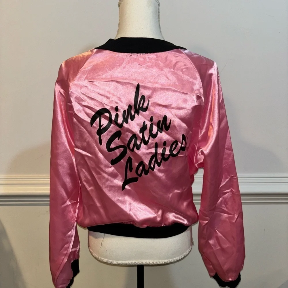 Pink Satin Ladies Jacket, sz L - Picture 2 of 5
